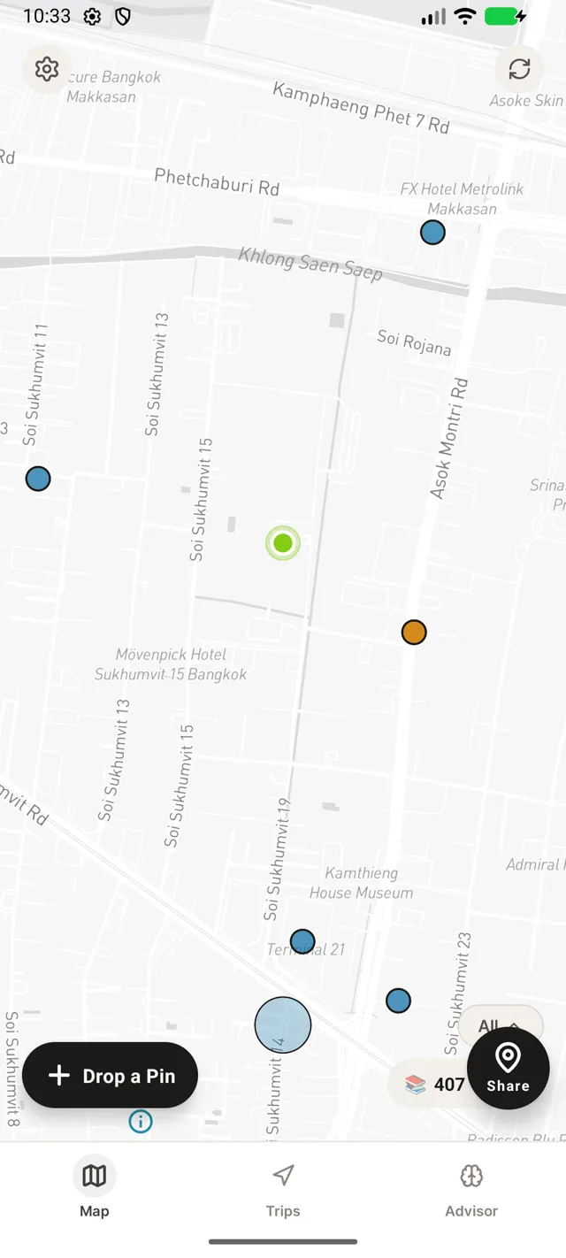 Nomarg live scam map with warning pins dropped by travelers